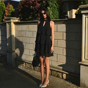 ERIN Erin Featherston Women’s Black Layered Sleeveless Midi Dress